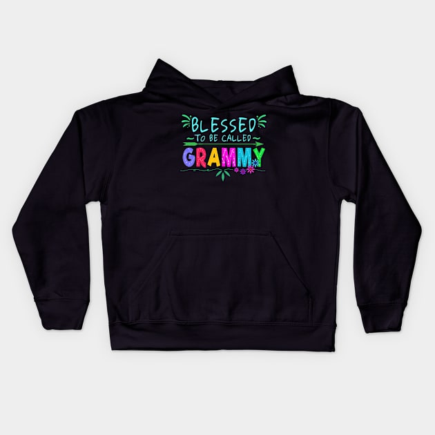 Blessed To Be Called Grammy Gift Print Grandmother Product Kids Hoodie by Linco